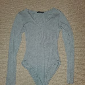 Grey long sleeve bodysuit